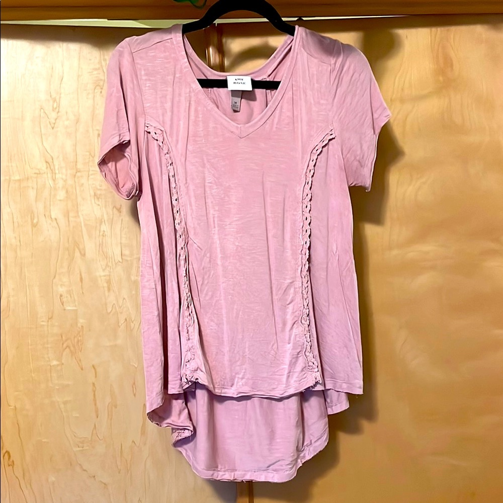 Knox Rose Pink Lace Back T Shirt V Neck